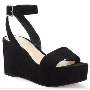 Vince Camuto black suede wedges